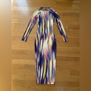 Fashion Nova Long Sleeve Multicolor Dress